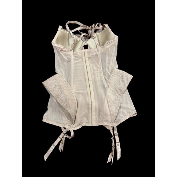 Victoria's Secret Strappy Eyelash Corset Boning W/Garters Nude 36B RARE Sexy - Picture 3 of 9